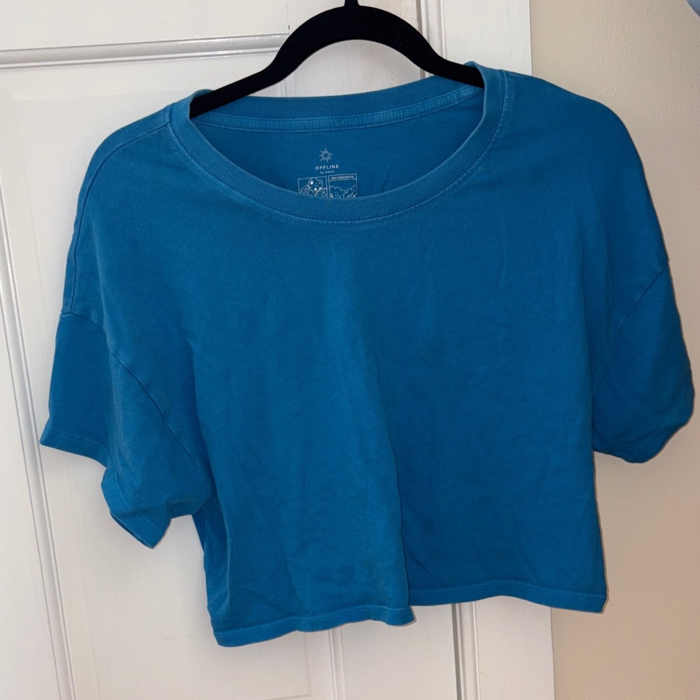 Aerie Vibrant Blue Short Sleeve Crop Top